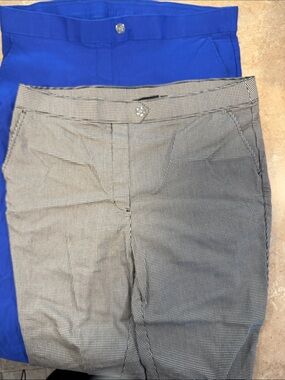 Two-Pair Dress Capri Pants - Royal Blue & Black/White Microcheck